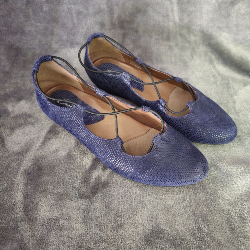 Earthies Leather‎ Upper Elegant Blue Women's Flats